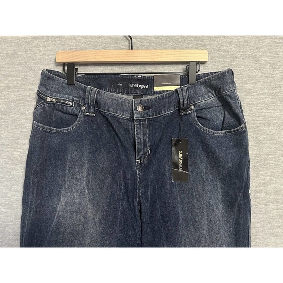 Lane Bryant 18 Womens Jeans Slim Fit Tapered Zipper Ankle Dark Blue Denim Wash - Picture 4 of 14